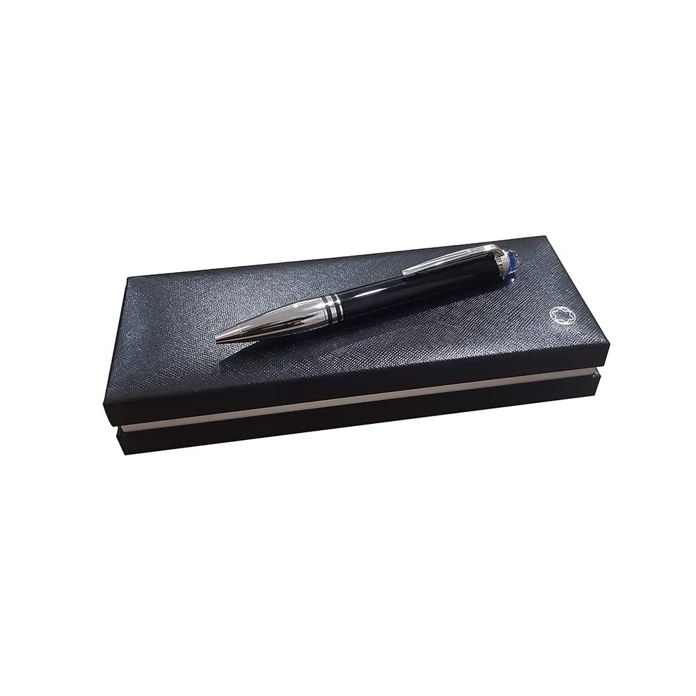 MONT BLANC STARWALKER DOUE BLACK WITH PLATINUM TRIM BALLPOINT PEN