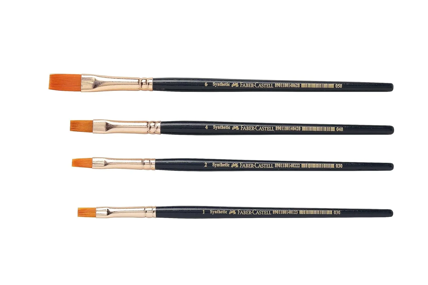 Faber-Castell Synthetic Hair Flat Assorted Paint Brush, Set Of 4 Navy Blue