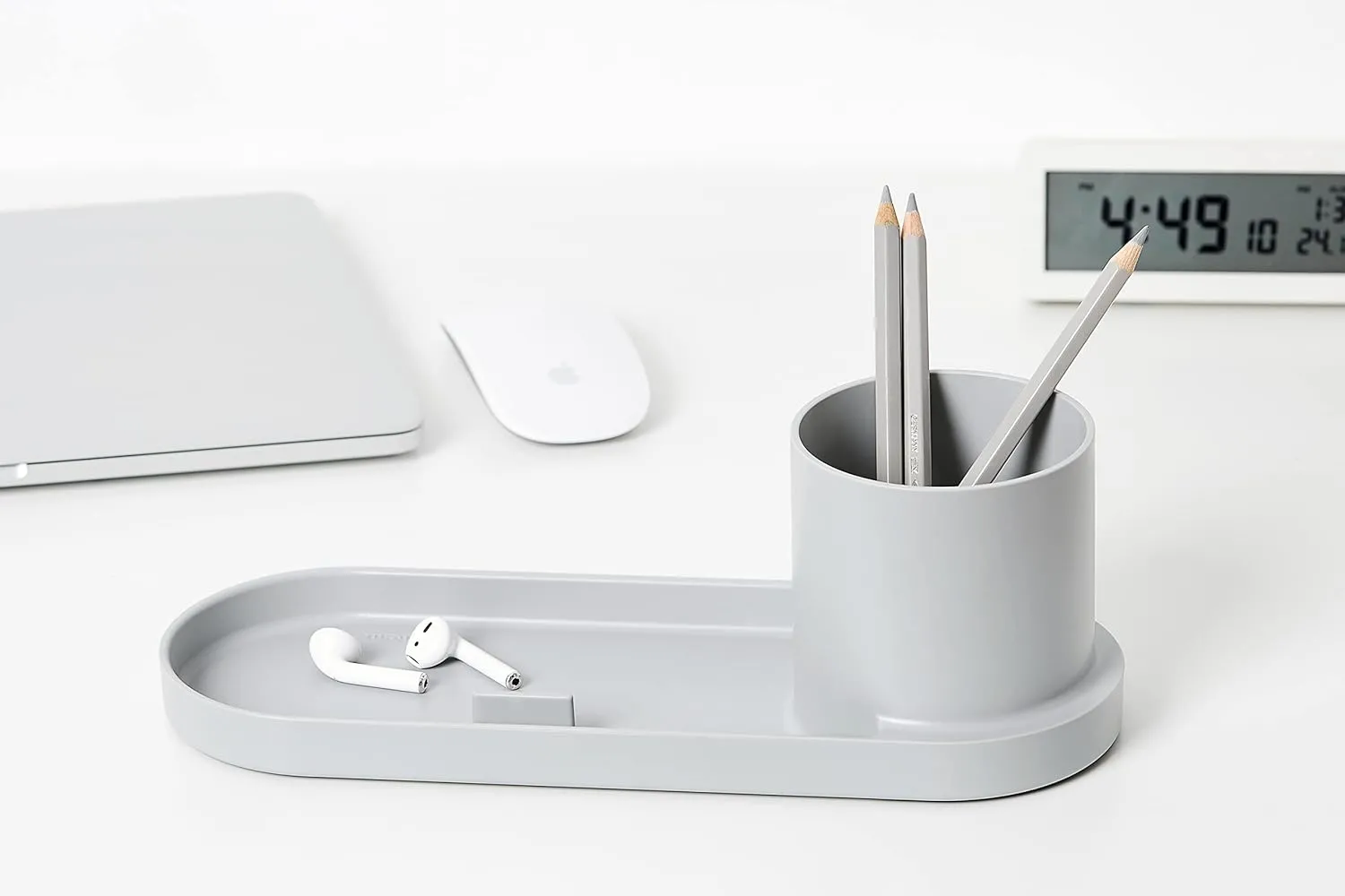 Litem Holder Tray Cool Grey Tray With A Pencil Holder 