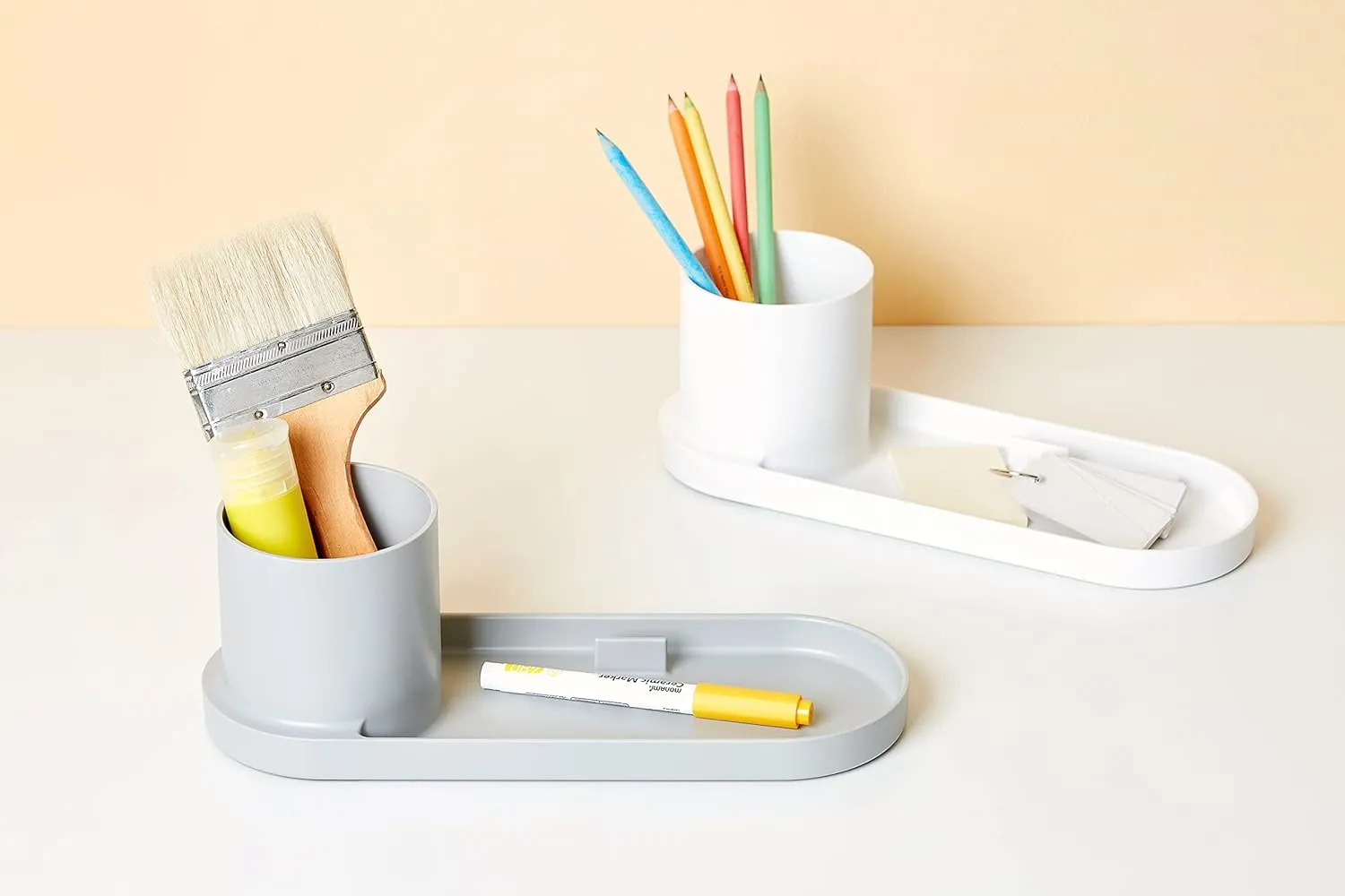 Litem Holder Tray Cool Grey Tray With A Pencil Holder 