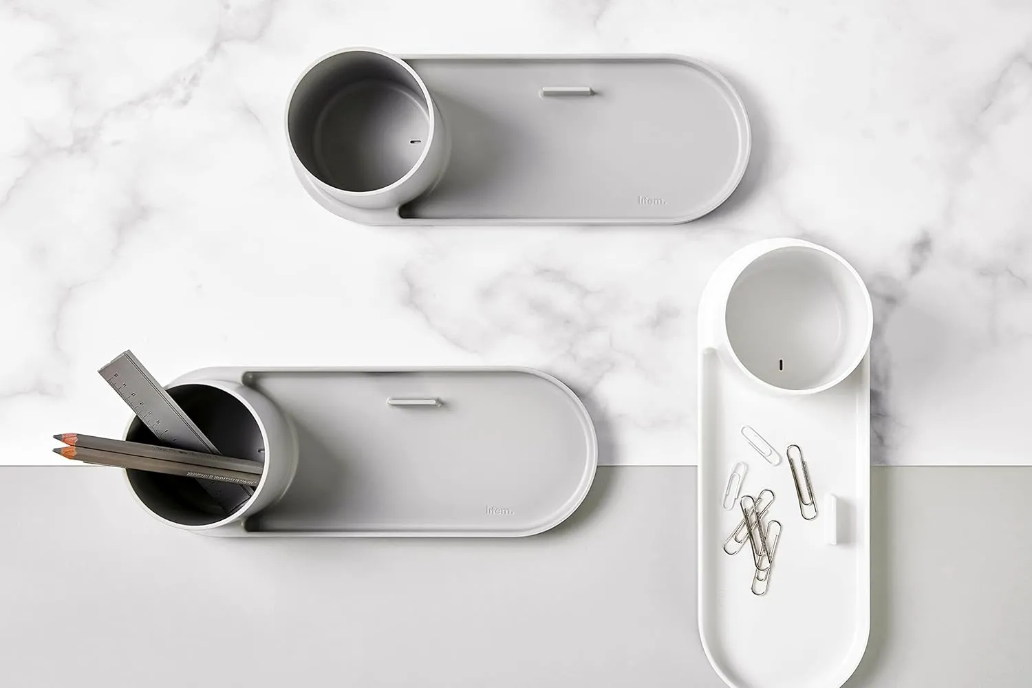 Litem Holder Tray Cool Grey Tray With A Pencil Holder 