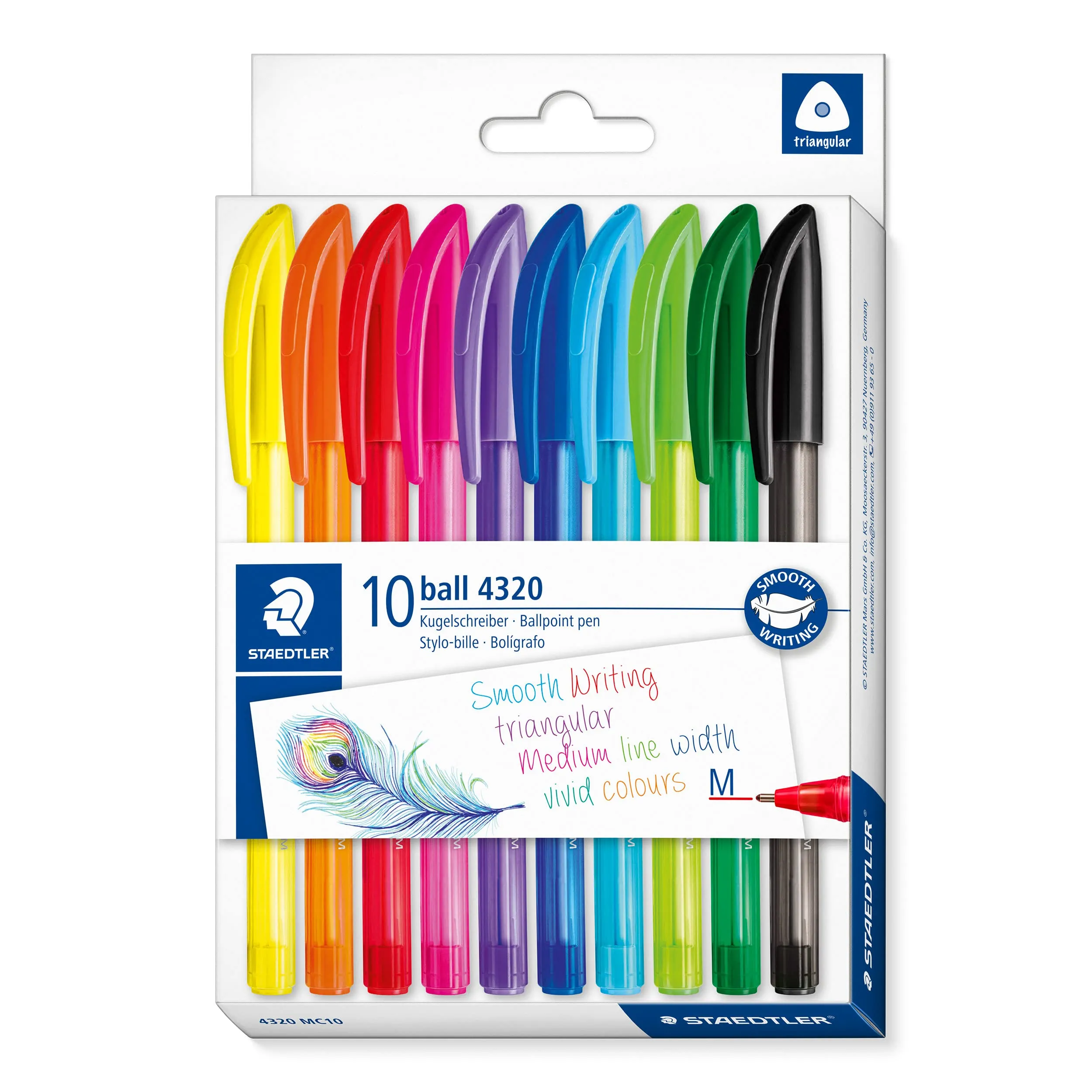 Staedtler Triangular Ball Pen Set Of 10 Colours