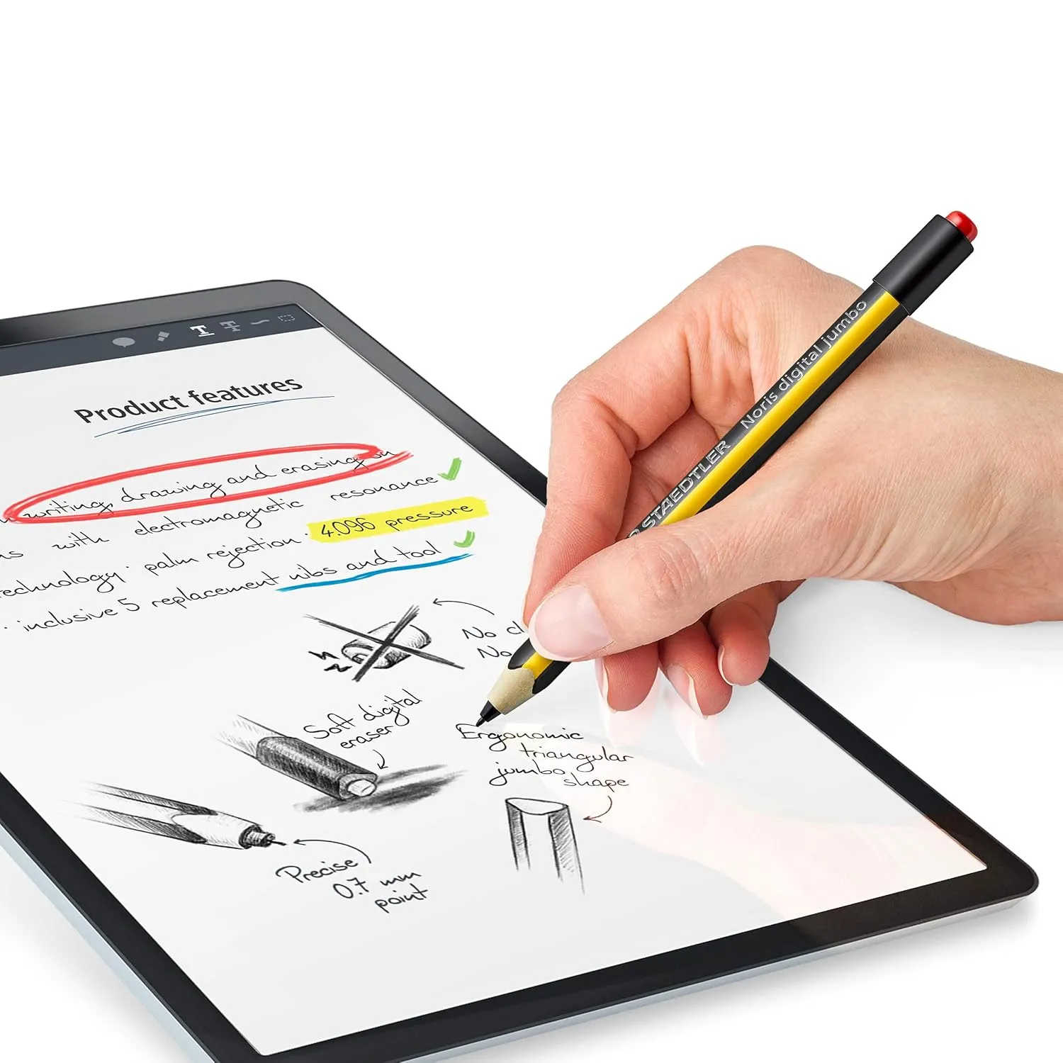 Staedtler Noris Digital Jumbo 180J 22. Emr Stylus With Soft Digital Eraser. For Tablet