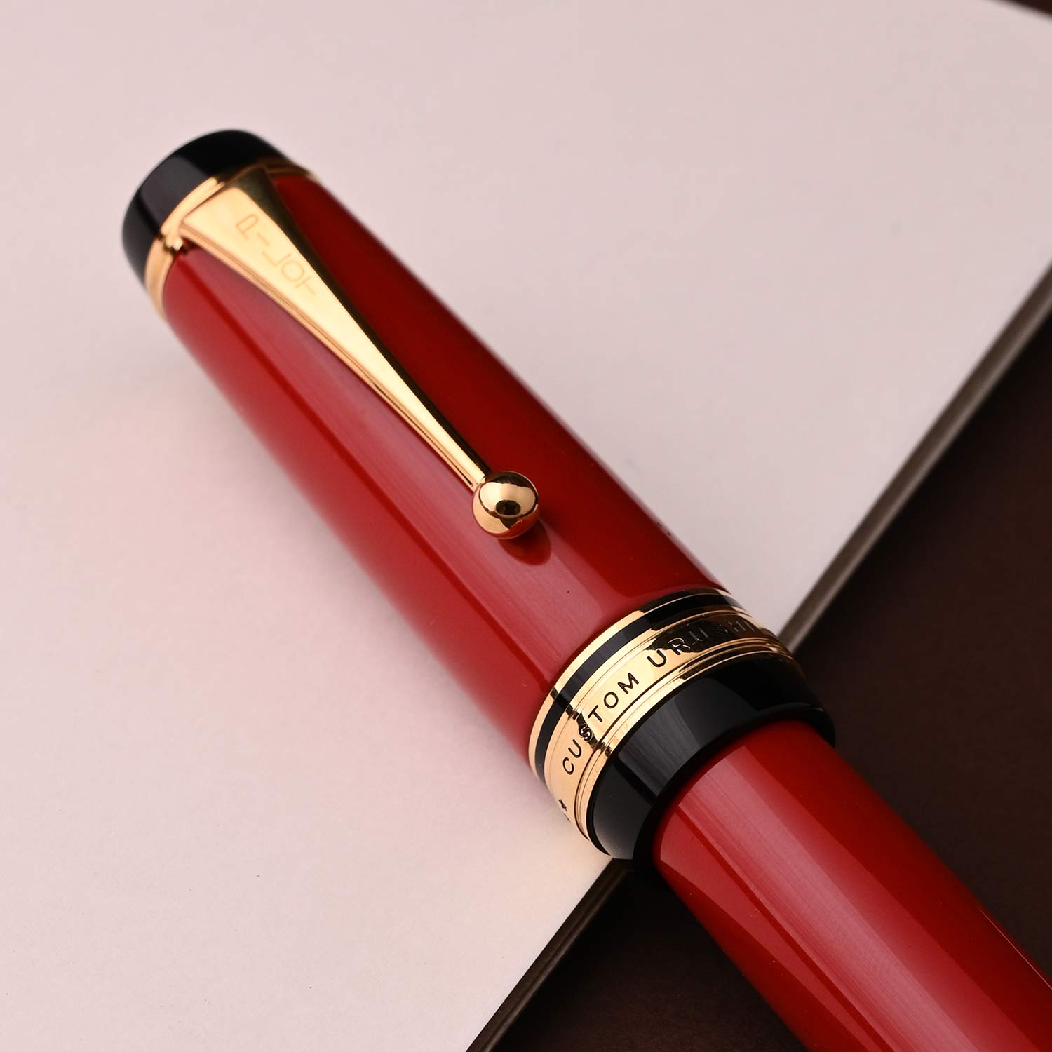 Pilot Custom Urushi Fountain Pen – Vermilion Red | 18K Gold Nib With Rhodium Plating | Broad