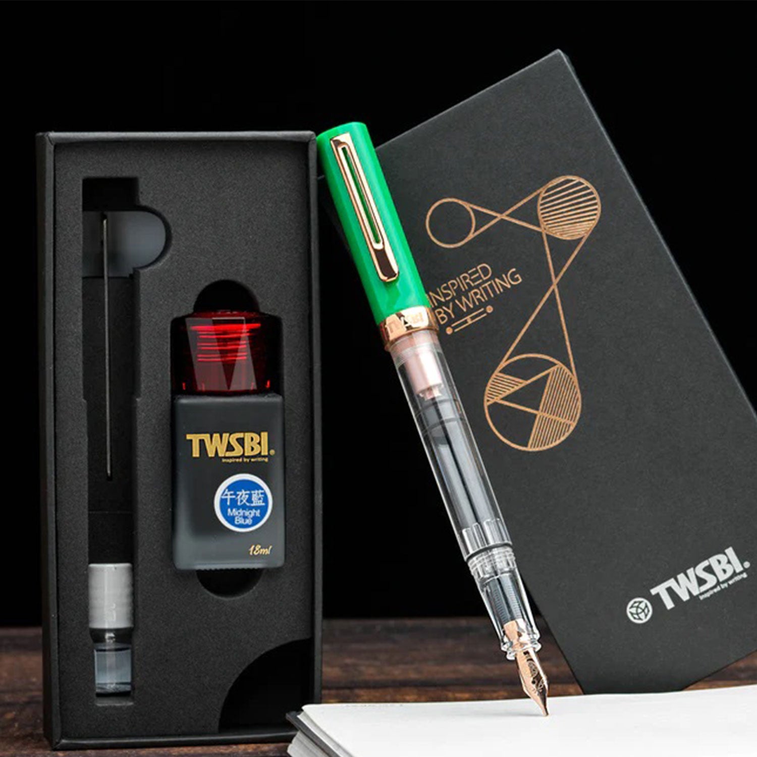 TWSBI Eco-T Fountain Pen In Royal Jade Special Edition With 18mL Midnight Blue Ink Medium