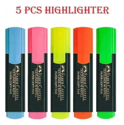 Faber-Castell Classic Chisel Point Textliner - Multicolour, Pack Of 5