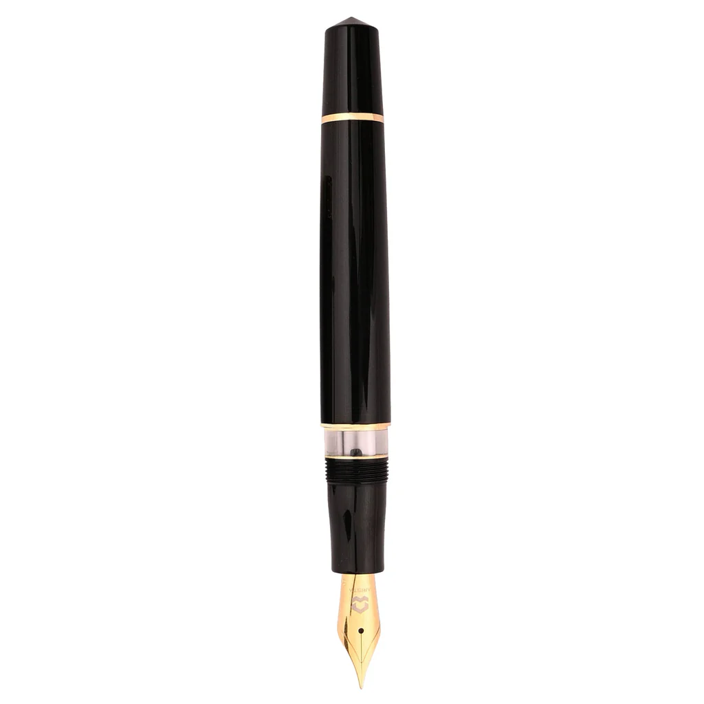 ARISTA ONE Classic Black Gold Trim PISTON FILLER FOUNTAIN PEN Fitted With Stainless Steel Fine Nib