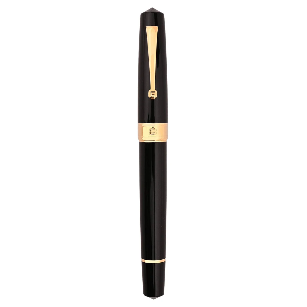ARISTA ONE Classic Black Gold Trim PISTON FILLER FOUNTAIN PEN Fitted With Stainless Steel Fine Nib