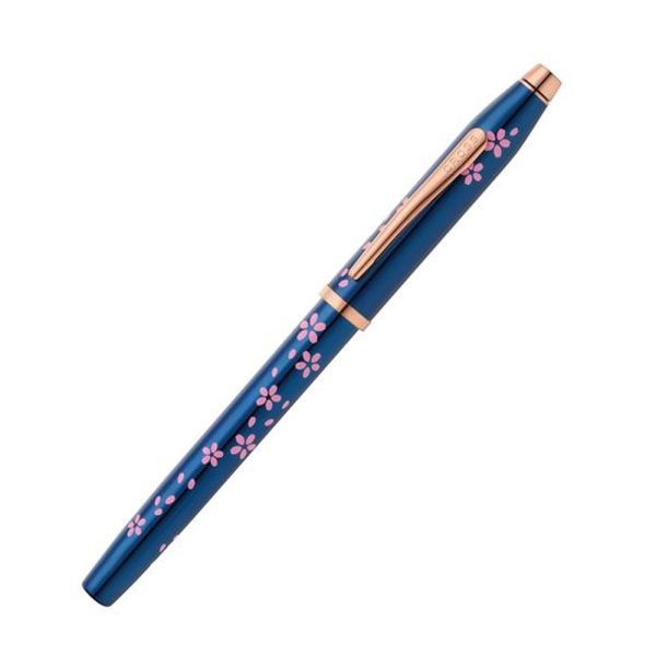 Cherry Blossom Translucent Blue Lacquer With Rose-gold Trim Fountain Pen – Medium Nib
