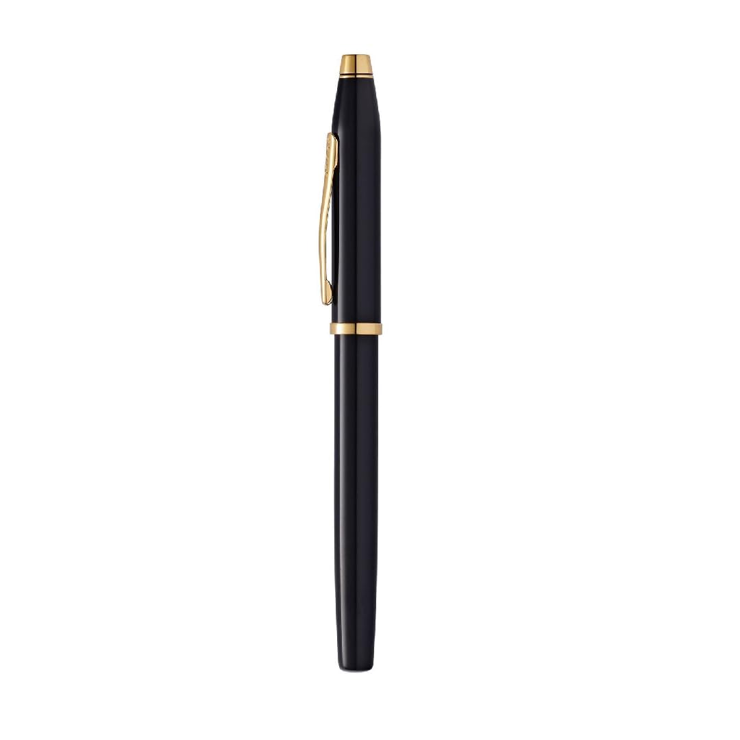 Cross Century II Black Lacquer/23Kt Gold Plate Fountain Pen With Fine Nib 