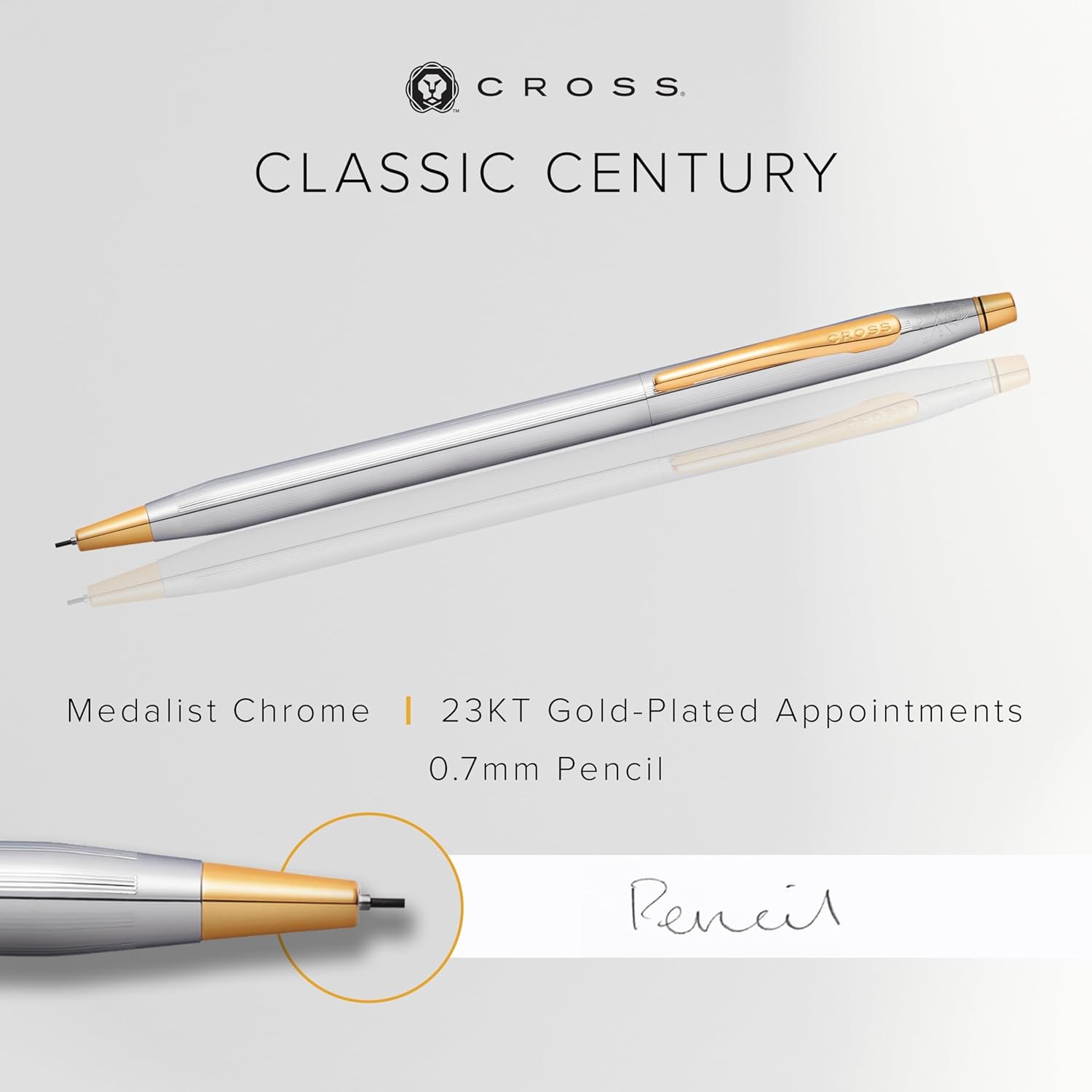 Cross Classic Century Medalist Chrome Ballpoint Pen & 0.7mm Pencil With 23KT Gold-Plated Appointments