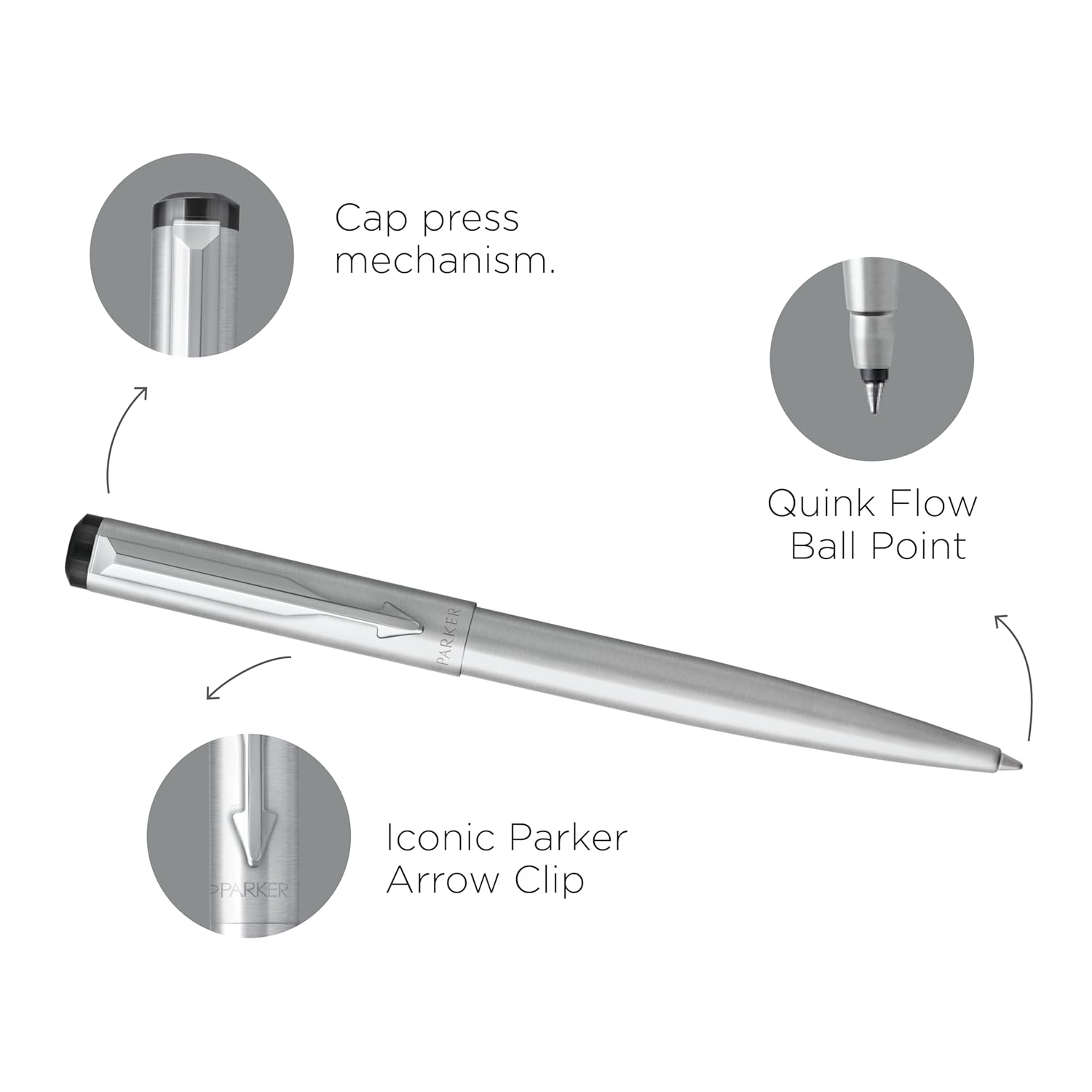 Parker Vector Stainless Steel Chrome Trim Ball Pen And Notebook