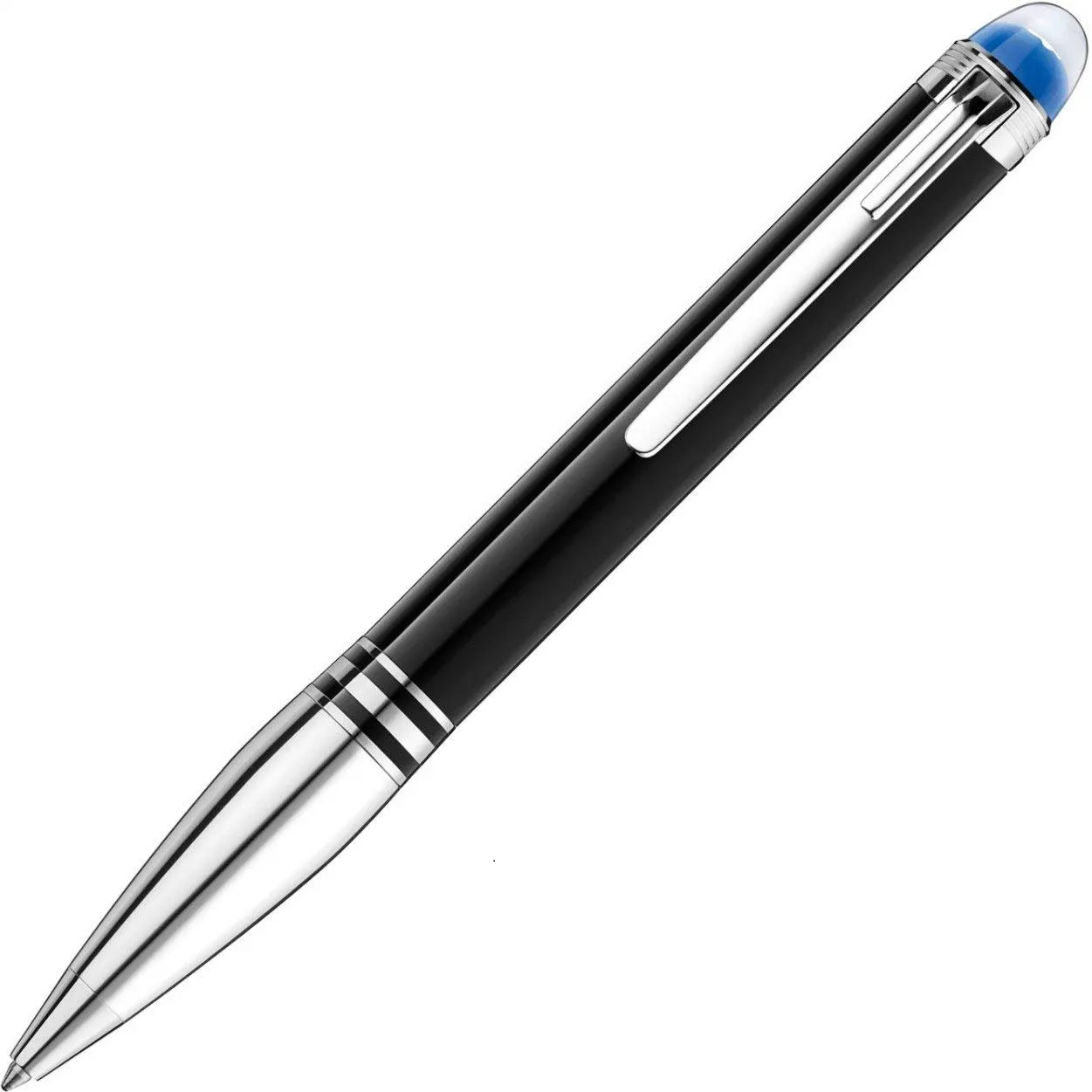 MONT BLANC STARWALKER DOUE BLACK WITH PLATINUM TRIM BALLPOINT PEN
