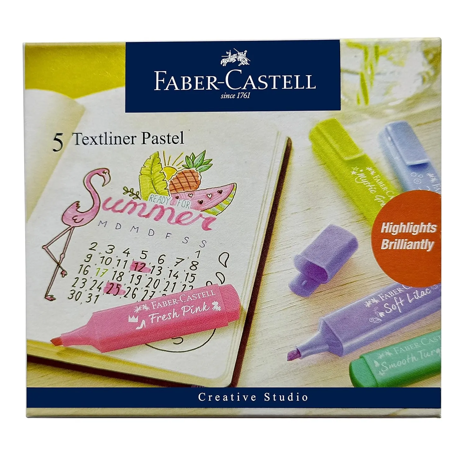 Faber-Castell A.W. Chisel Point Tip Textliner Pastel -Wallet of 5 (553505), Multicolor
