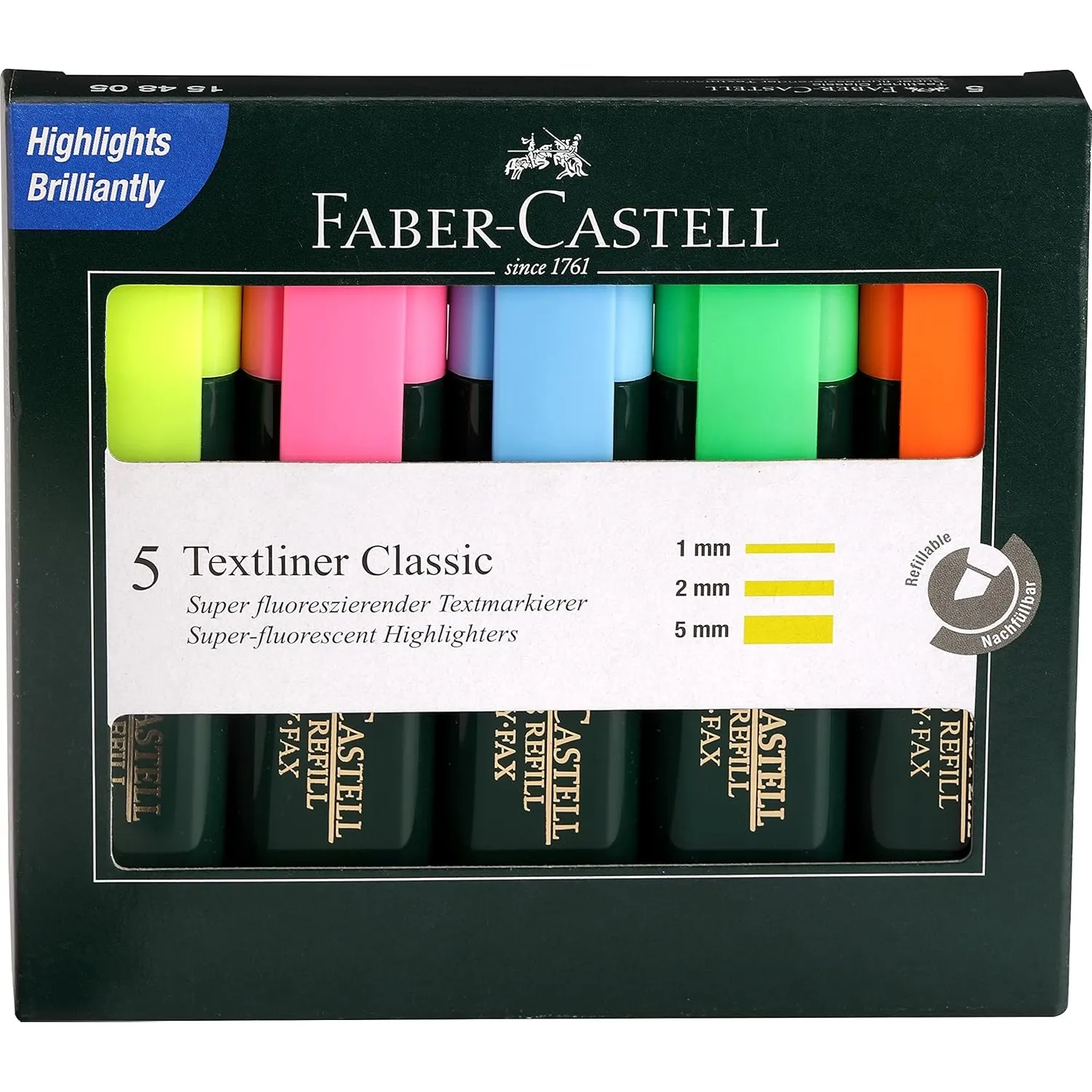 Faber-Castell Fine Textliner - Pack of 5 (Assorted)